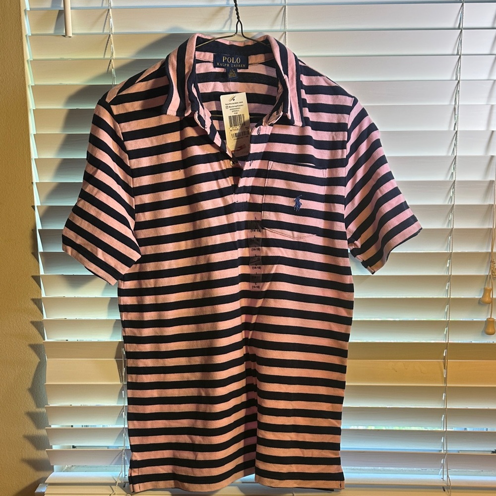 Polo by Ralph Lauren Pink and Black Horizontal Stripe Polo for boys 14-16 years